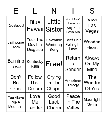 Bingo Elvis Bingo Card