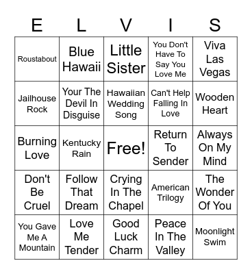 Bingo Elvis Bingo Card