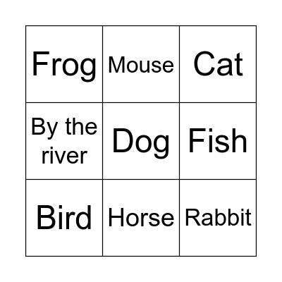 Animals Bingo Card