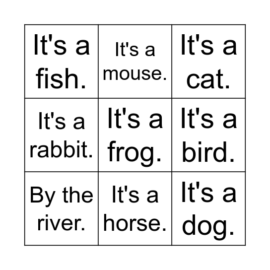 Animals Bingo Card