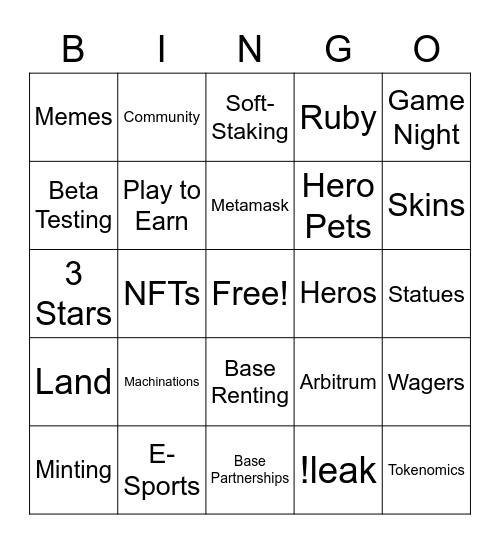 left Bingo Card