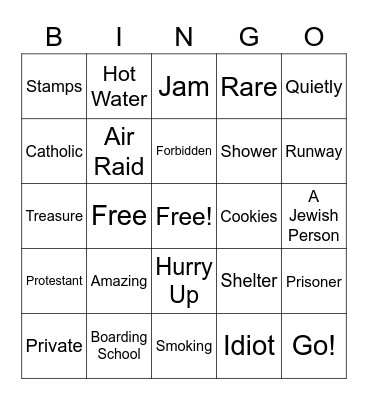 Au Revoir Les Enfants Vocabulary Bingo Card