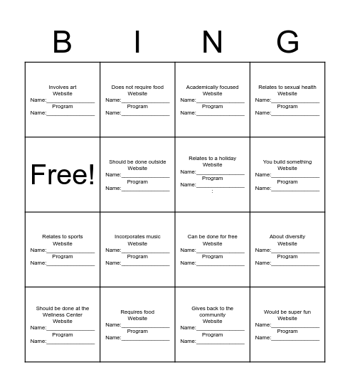 RA Programming Bingo Card