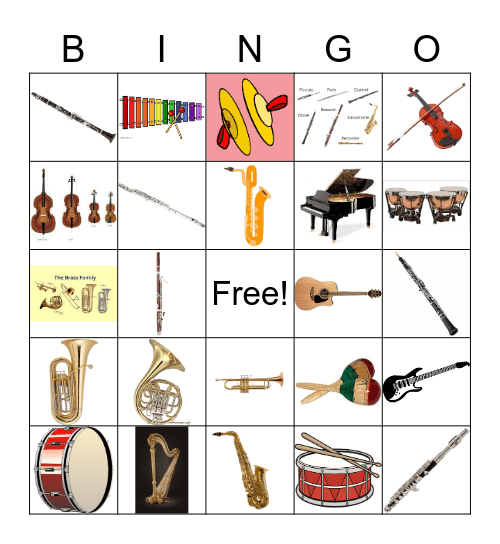 Instrument Bingo Card