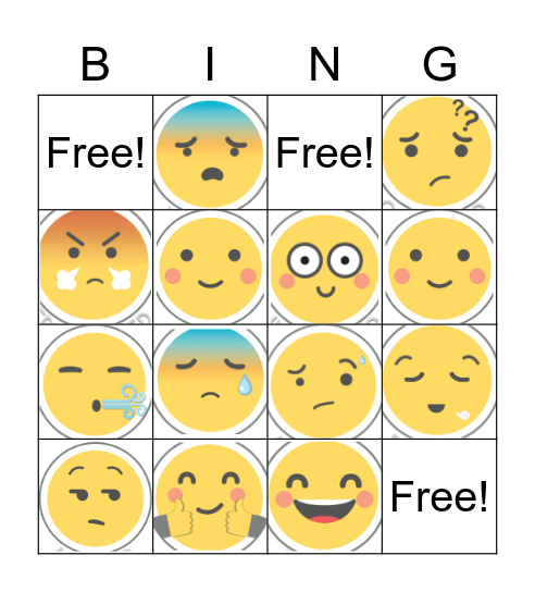 Emojis Feelings Bingo Card