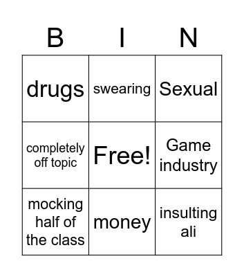 Darren Bingo Card