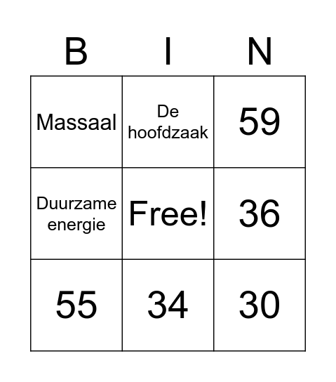 Number Bingo 1-75 Bingo Card