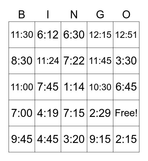 La Hora Bingo Card