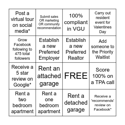 Olivia Bingo Card