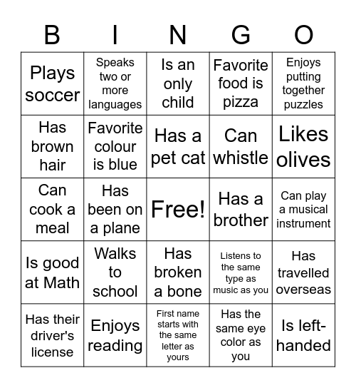 Core Health Class Bingo Card