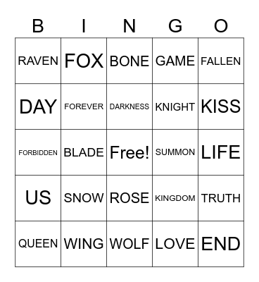 YA BINGO Card