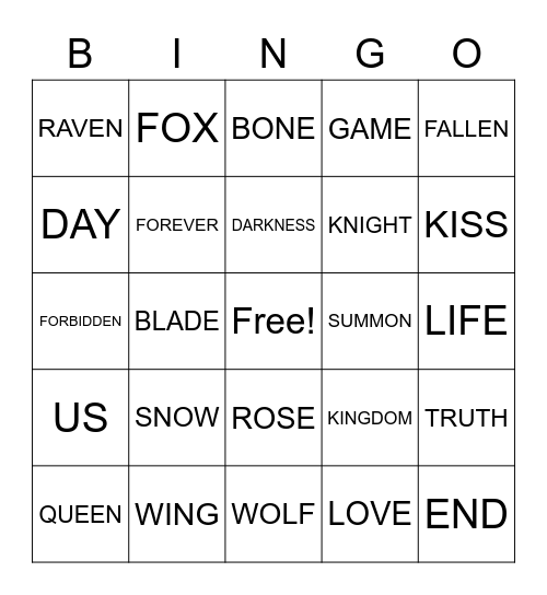 YA BINGO Card