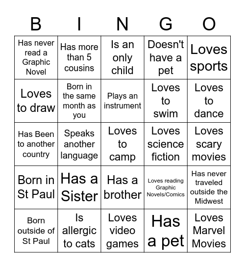 Get-to-know-you Bingo! Bingo Card