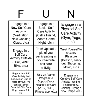Treat Your Self 2022 Care Challenge Bingo Card