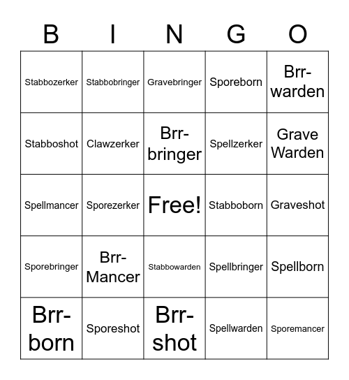 Wonderlands Build Bingo Card