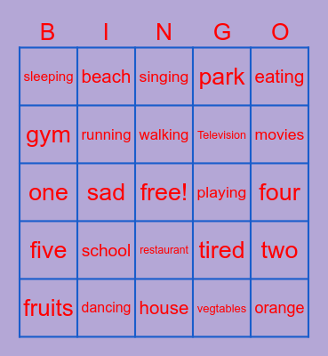 spanish bingo Card