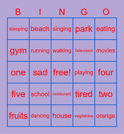 spanish bingo Card