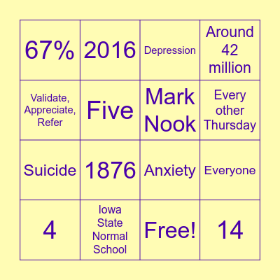 Active Minds Bingo Card