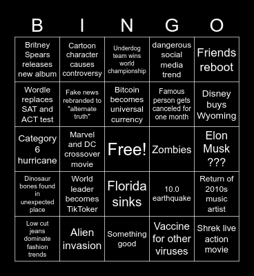2022 Bingo Card Bingo Card