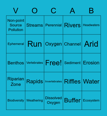 Vocabulary Time Bingo Card