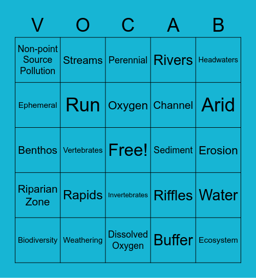 Vocabulary Time Bingo Card