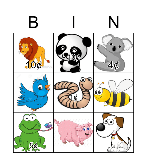 ANIMALS BINGO! Bingo Card