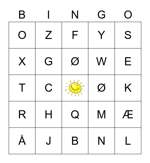 Alfabetbingo Card