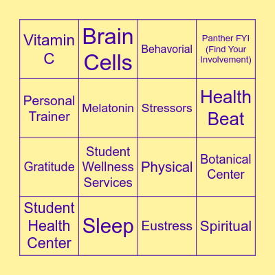 Wellness Bingo Card