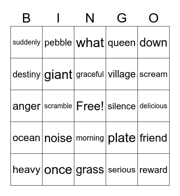 Viord List 3 & 4 Bingo Card