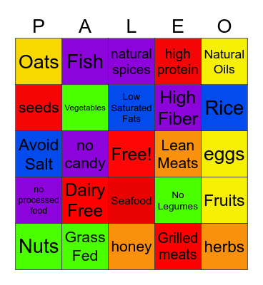 Paleo Vocab Bingo Card