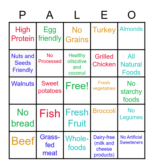 Paleo-Diet Bingo Card