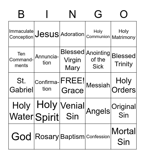 St. Veronica's VBS Bingo Card