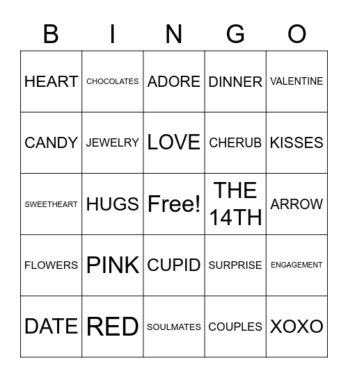 February BINGO! Bingo Card