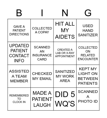 ALL IN A DAY'S WORK! Bingo Card