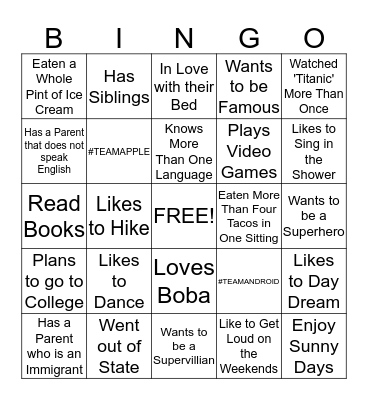 Human Bingo Card