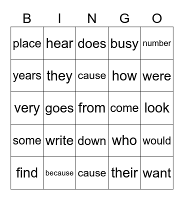 Tricky List A Bingo Card