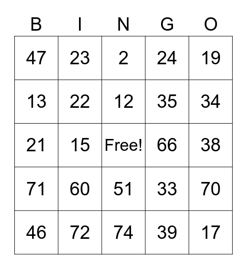 Year of the Tiger Bingo Card