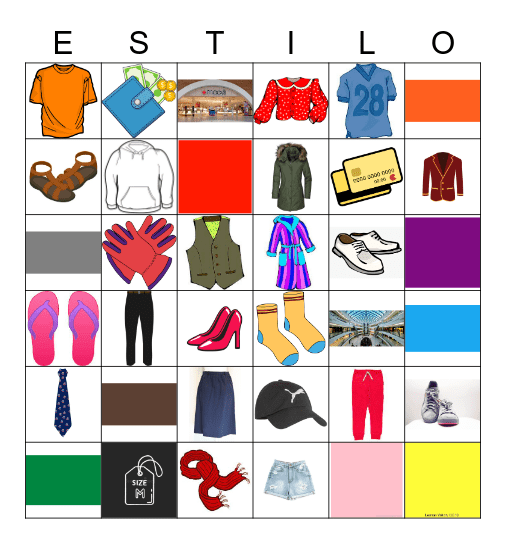 La ropa Bingo Card