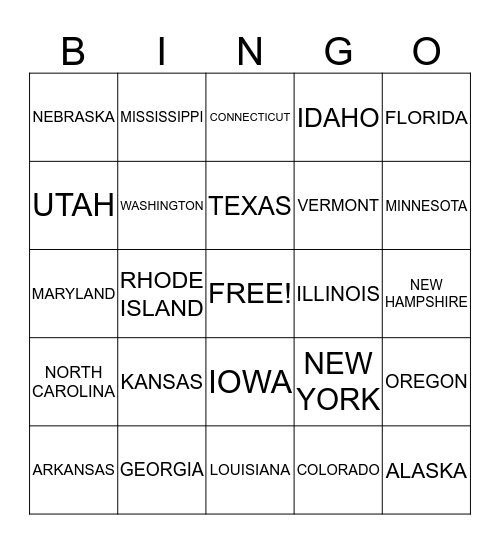 USA BINGO Card