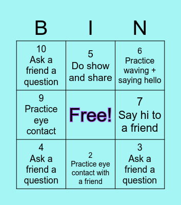 Social Bingo Card