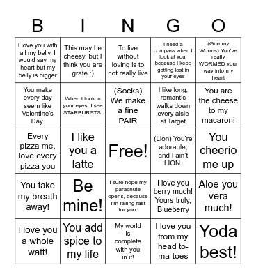 Happy Valentines! Bingo Card