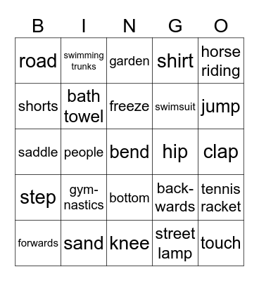 Engelse Bingo Card