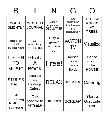 Coping Skills- BINGO Card