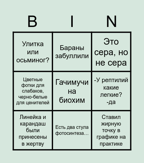 РЭ БИОЛОГИЯ 2022 Bingo Card