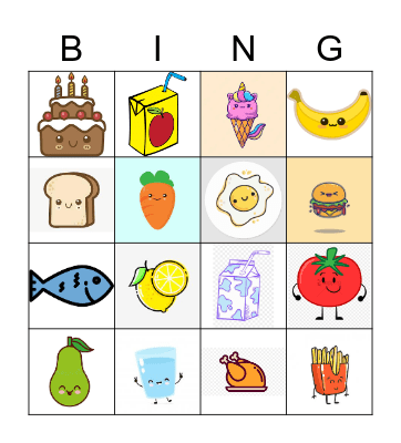 Dinner time Kids 5 Bingo Card