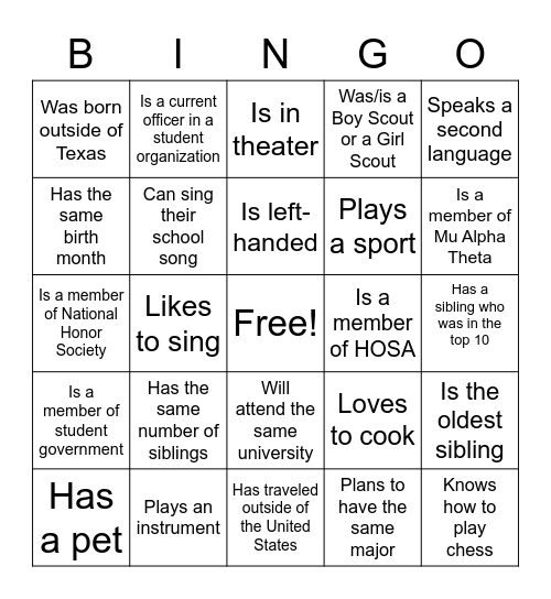 Party Before the Party - find someone who.... Bingo Card
