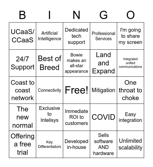 Supplier Call Bingo Card