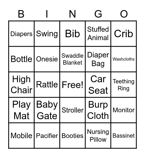 Baby Bingo Card