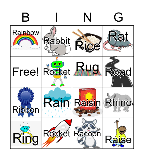 Initial /R/ Bingo Card