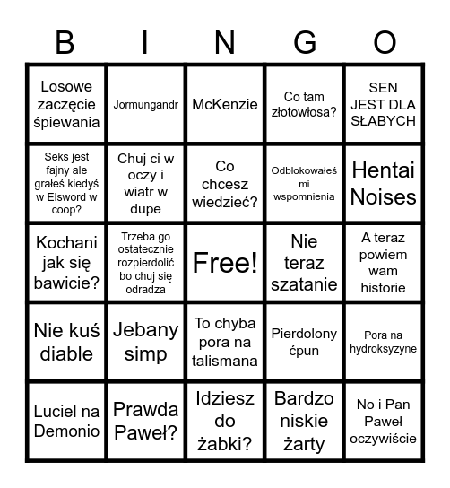 Jormungandr Bingo Card